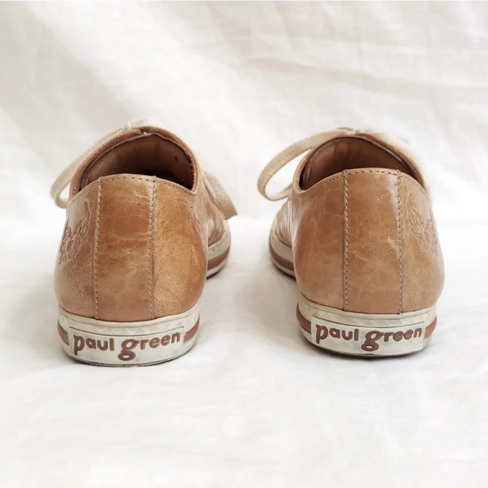 Paul Green Leather Sneakers in Tan